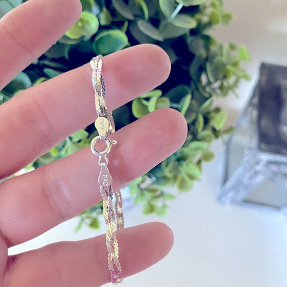 Vintage woven Milor Italy 925 sterling silver bracelet 7” Length Diamond cut - Picture 3 of 7